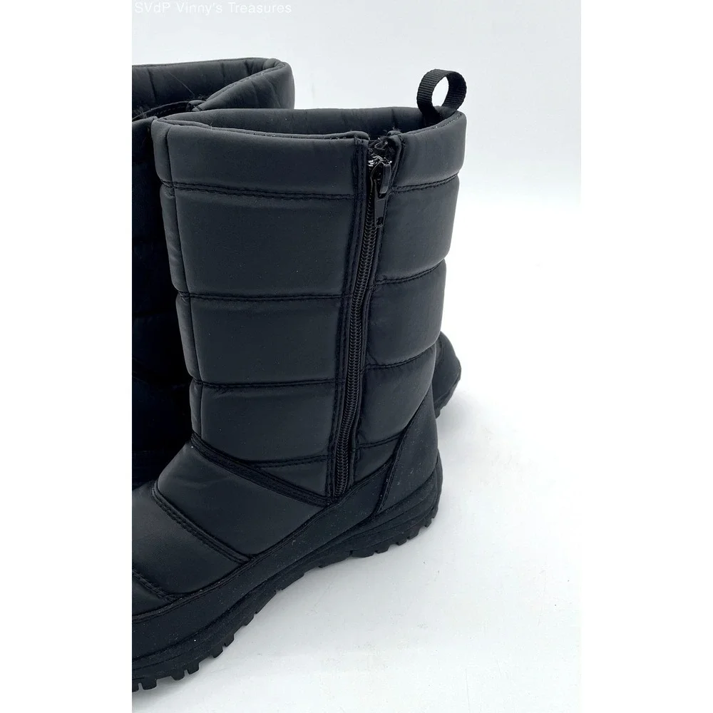 Magellan Black Snow Boot Unisex Faux Fur Lined Sherpa Weatherproof Size W7/ M6